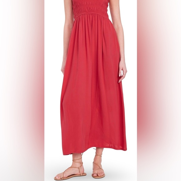 NWOT🌹GAP OLD NAVY L🌹BANDEAU MAXI DRESS IN POPPY RED ADJUSTABLE STRAPS POCKETS - Picture 6 of 16